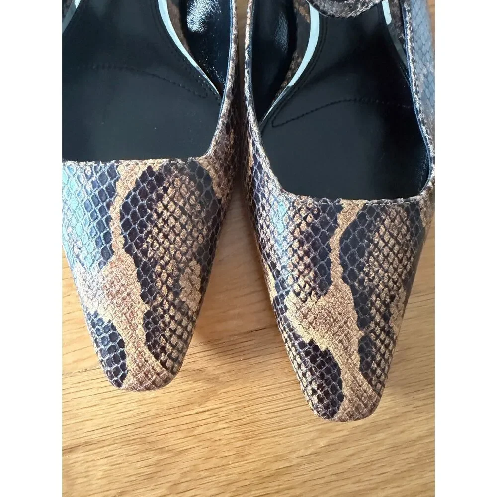 PAIGE Whitley Leather Slingback Flats – Brown – Size 9 – New Without Box